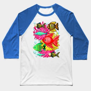 Fish Cute Colorful Doodles Baseball T-Shirt